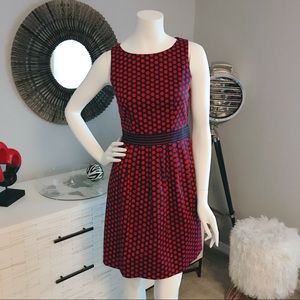 Red navy polka dot dress